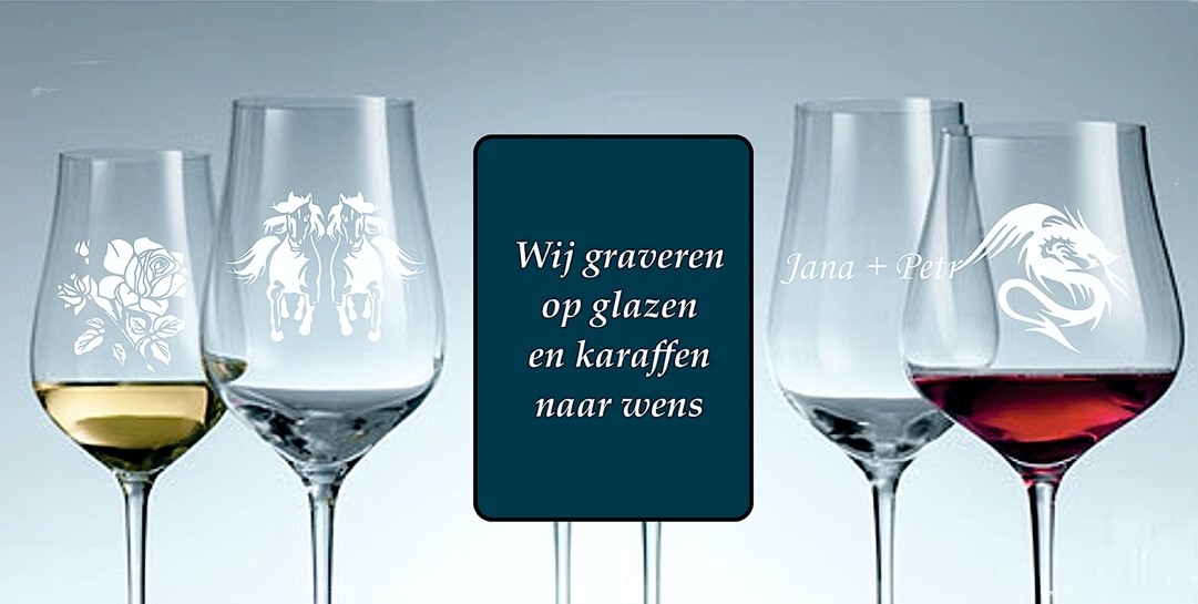 Tenslotte persoonlijkheid Helemaal droog Graveren op glas bij Kristalshop in Deventer