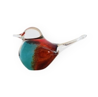 Mini urn - vogeltje -  blauw met bruin