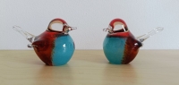Mini urn - vogeltje -  blauw met bruin