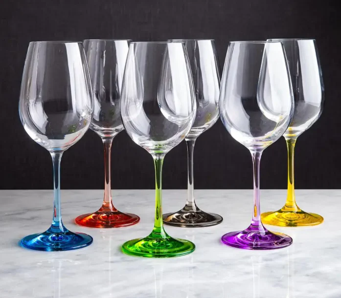 RAINBOW gekleurde wijnglazen 550ml - set 6 stuks
