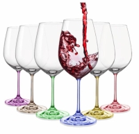 RAINBOW gekleurde wijnglazen 550ml - set 6 stuks
