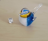 Mini urn - vogeltje -  wit met blauw