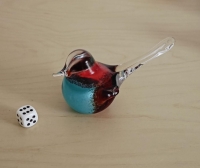 Mini urn - vogeltje -  blauw met bruin