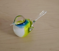 Mini urn - vogeltje -  wit met groen