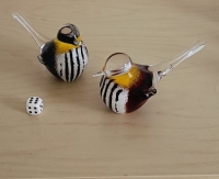 Mini urn - vogeltje -  wit gestreept met bruin