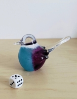 Mini urn - vogeltje -  blauw met paars