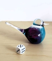 Mini urn - vogeltje -  blauw met paars