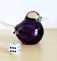 Mini urn - vogeltje -  donker paars